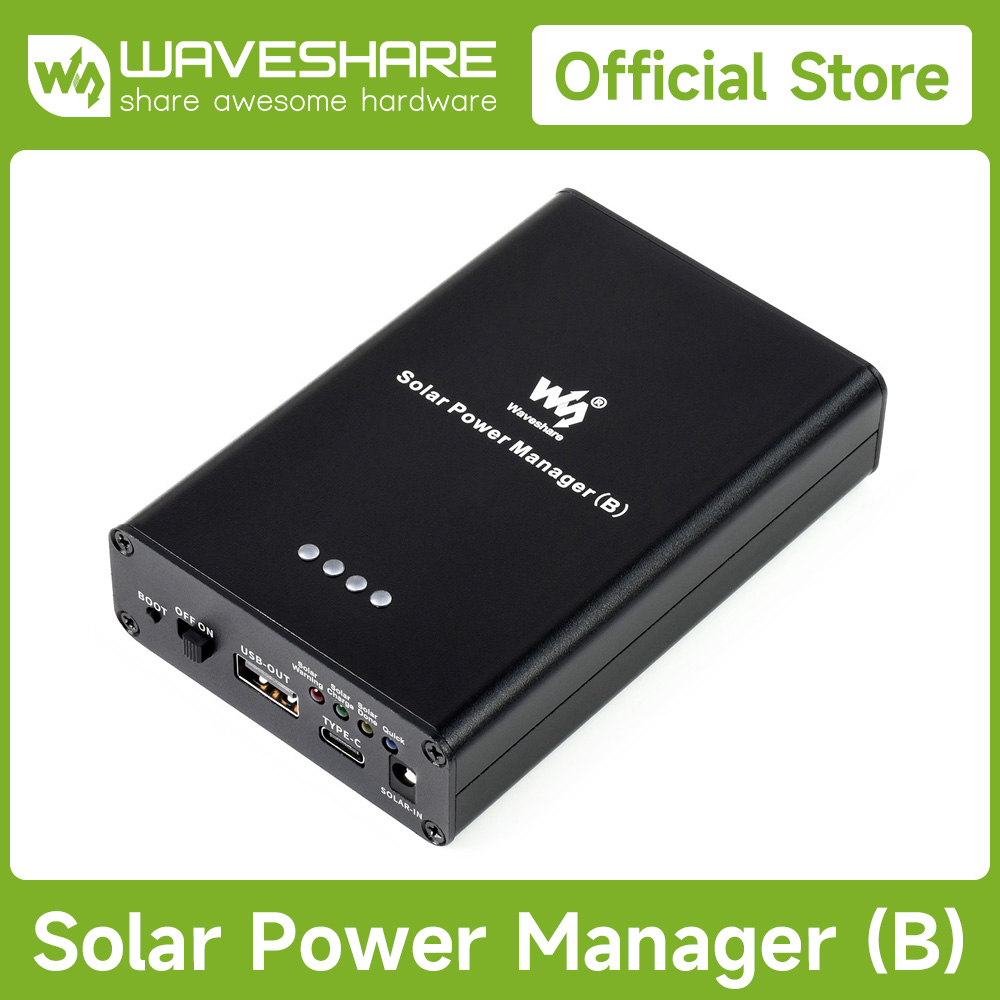 Raspberry Pi 5 - ตัวจัดการพลังงานแสงอาทิตย์ Waveshare (B) แบตเตอรี่ Li-Po แบบฝังตัว